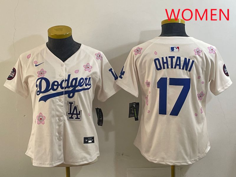 Women Los Angeles Dodgers 17 Ohtani Cream Sakura Edition 2025 Nike MLB Jersey style 9